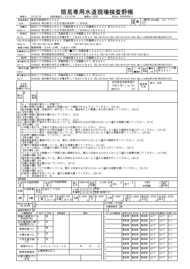 検査野帳